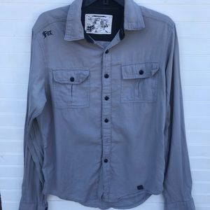 FOX Racing Button Up Gray Casual Cotton Shirt